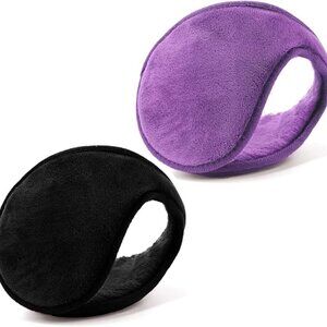 Fleece Ear Warmers Black Purple